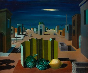 Jerzy (Georges) Spiro (1909 Warszawa - 1994 Nicea), Pejzaż architektoniczny z karczochami i cytrynami, 1952