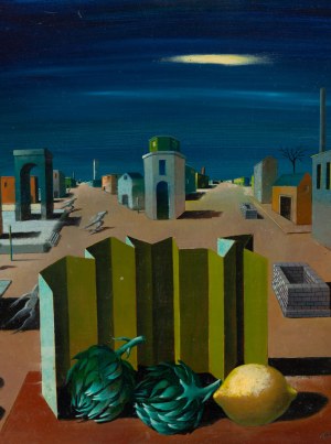 Jerzy (Georges) Spiro (1909 Warszawa - 1994 Nicea), Pejzaż architektoniczny z karczochami i cytrynami, 1952