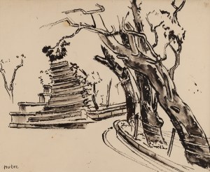Maria Melania Mutermilch \ Mela Muter (1876 Warszawa - 1967 Paryż), Schody i platany przy ulicy, lata 40. XX w.