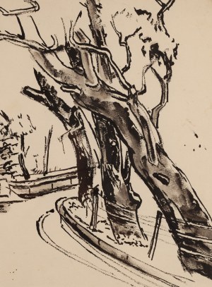 Maria Melania Mutermilch \ Mela Muter (1876 Warszawa - 1967 Paryż), Schody i platany przy ulicy, lata 40. XX w.