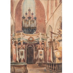 Antoni Chrzanowski (1905 Krakau – 2000 Krakau), „Innenraum der Fronleichnamskirche in Krakau“, 1946