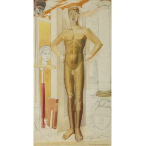 Jan Kaczmarkiewicz (1904, Rawicz – 1989), Nude Man Against a Colonnade