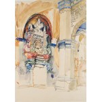 Henryk Dąbrowski (1927 Warszawa - 2006 Warszawa), Wnętrze synagogi w Tykocinie, 1971