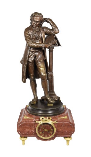 Adrien Etienne GAUDEZ (1845-1902), Zegar gabinetowy z figurą Ludwiga van Beethovena