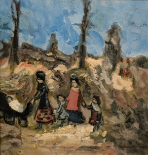 Alfred Aberdam (1894 Lwów – 1963 Paryż), Matka z dziećmi na spacerze