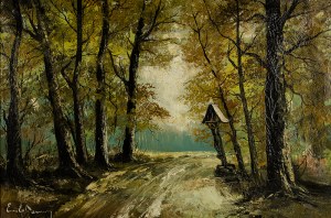 Emile Lammers (1914-1990), Pejzaż leśny z kapliczką