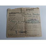 SUMMONS FROM THE TAX OFFICE IN KRAKOW, 1945