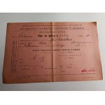 RECEIPT FOR POLICY L, KRAKÓW MUTUAL INSURANCE COMPANY 1904