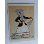 PRL FOLDING PAINTING: KASHUB FISHERWOMAN ZOFIA STRYJEŃSKA, 1978