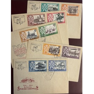 10th Anniversary of the Polish People's Republic, 1954, FDC Envelopes Nos. 747–756