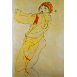 Egon Schiele (1890-1918), Stojąca kobieta w żółtej sukni, 1913