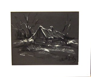 Wiktor Zin (1925 Hrubieszów-2007 Rzeszów), Pejzaż z chatą