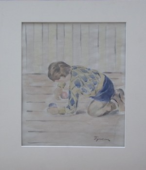 Tymon Niesiołowski (1882-1965), Bawiący się chłopiec, lata 50,XXwieku