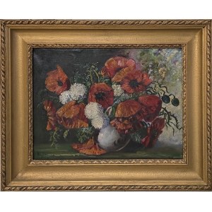 Wegner (after Max Theodor Streckenbach), Bouquet of Poppies and Hydrangeas in a Vase, 20th century