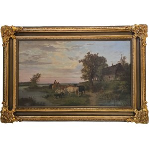 Unknown artist, Landscape with a Rider and Cows, 19th century
