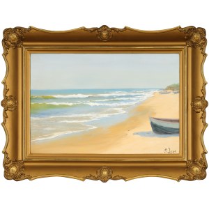 Soter JAXA-MAŁACHOWSKI (1867–1952), Seaside with Boats (1938)