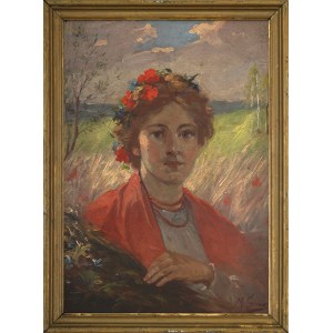 Autor nieznany, Dziewczyna w kwietnym wianku