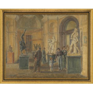 Leszek SANOJCA (1925–?), At the National Museum in Kraków—Interior of the Cloth Hall