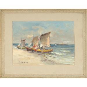 Eugeniusz DZIERZENCKI (1905–1990), Fishing Boats on the Beach