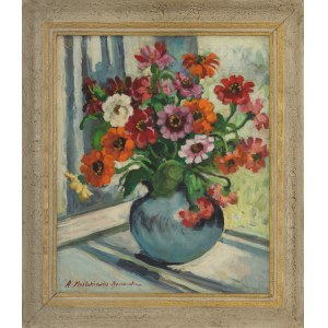 Anna MAŚLAKIEWICZ-BRZOZOWSKA (1912–1986), „Blumen auf der Fensterbank“