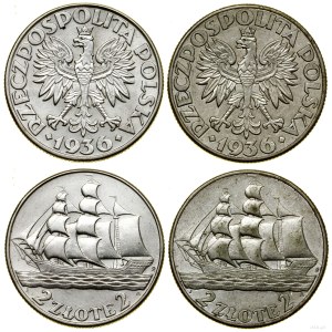 Poland, set: 2 x 2 zlote, 1936, Warsaw