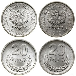 Poland, set: 2 x 20 groszy, 1968, 1969, Warsaw
