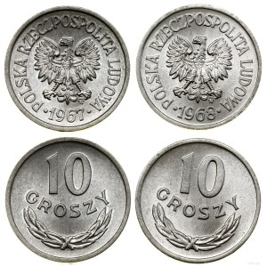 Poland, set: 2 x 10 groszy, 1967, 1968, Warsaw
