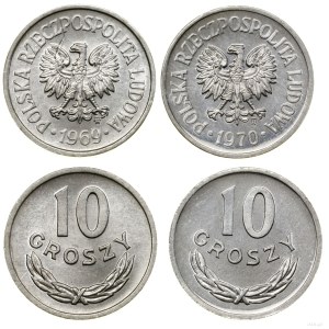 Polen, Set: 2 x 10 Groszy, 1969, 1970, Warschau