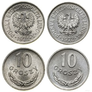 Polen, Set: 2 x 10 Groszy, 1971, 1972, Warschau