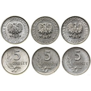 Polska, zestaw: 3 x 5 groszy, 1970, 1971, 1972, Warszawa