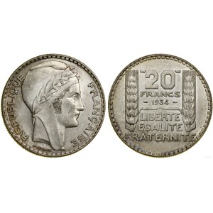 Francie, 20 franků, 1934, Paříž