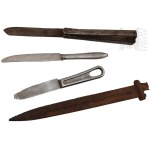 Knife Set - Blade with Guard from a German S/84/98 Bayonet from a Mauser Rifle, American Knife from a 1945 Mess Kit, Vintage Butterfly Knife