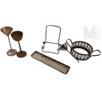 A Mixed Bag of Metal Objects—Lock Parts, Padlocks, Keys, a Faucet, an Iron’s Heating Element, Pliers, Hair Clipper, Philips Cassette Tape Cases, Swiss Army Knife, Cleaver, Glasses/Candlesticks, Sugar Bowl Basket, Napkin