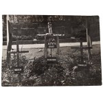 Photo Showing 3 Tombstones—Crosses with the Inscriptions “Kozielsk,” “Katyń 1940,” and “Starobielsk,” the Katyń Massacre