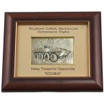 [925 SILVER] IIIRP - Commemorative Plaque in a Frame, Silver Bas-relief, Siemianowice Śląskie Military Mechanical Works “Rosomak” Wheeled Armored Personnel Carrier