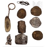 Germany: Set of Metal Reliefs from Various Cities—Dresden, Eisenstein, Hockstein, Rothenburg, Pottenstein, Königstein—Pin and Medal
