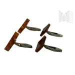Cufflinks, 2 pairs, with Amber (?)
