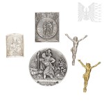 Set of Religious Pins: Our Lady, The Baptism of Jesus, Saint Christopher, Jesus from the Wall Cross