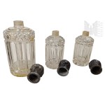 3 Decorated Glass Vials/Bottles with Metal Stoppers