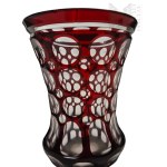 Transparent Red Glass Vase with an Optical Illusion