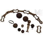Set of Metal Objects, Chain, Wax Seals, Cannonballs
