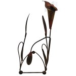 Metal Stand with a Flower, Kitchen Towel Holder (?) Metalwork
