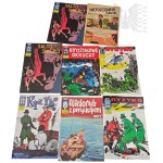 PRL/IIIRP - Set of 8 Comics, Captain Żbik (“Risk” Part 3, “Death Somersault” Part 4, “Risk” Part 1, “The Whale with a Periscope” Part 1, “Risk” Part 2, “Crystal Shards”), Comic Book: “Helicopter Pilot: An Unfortunate Jump”