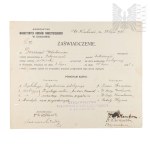 Second Polish Republic - Certificate of Completion of Summer Teacher Training Courses. Włodzimierz Downar. Kraków.