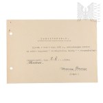 Second Polish Republic - Receipt for the Award of a Diploma for Long Service to Włodzimierz Downar. Słomkowo.