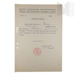 Second Polish Republic - Copy of Włodzimierz Downar’s Certificate of Completion of the Third Year of Studies. Lviv.
