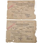 Occupied Poland/General Government - Two Documents: Travel Permits from Wieluń to Ostrowo and Gliwice, 1943, Wieluń, Gliwice, Ostrowo