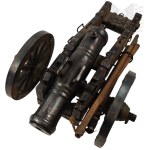 Large, Heavy Cannon Model, Metal and Wood, with Accessories, Ramrod, and Shell Crate