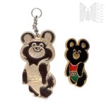 USSR - 1980 Moscow Olympic Games, Misha Commemorative Pin and Keychain