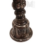 [13 ŁUT SILVER / 812 FINENESS] Austrian Empire - Table Bell with Handle, Silver, Pilawa and Potocki Noble Coats of Arms